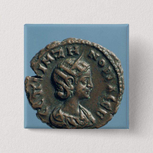 Badge Carré 5 Cm Tetrachm de Zenobia, reine de Palmyra (Devant)