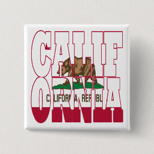 Badge Carré 5 Cm Texte du drapeau de l'état de Californie