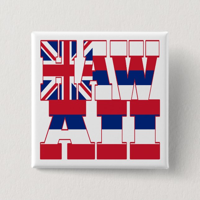 Badge Carré 5 Cm Texte du drapeau de l'État d'Hawaii (Devant)