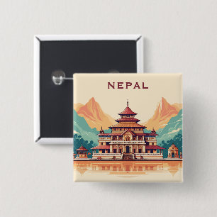 Badge Carré 5 Cm Texte personnalisé Népal