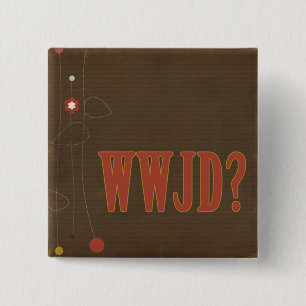 Badge Carré 5 Cm Texte rustique WWJD fantaisie