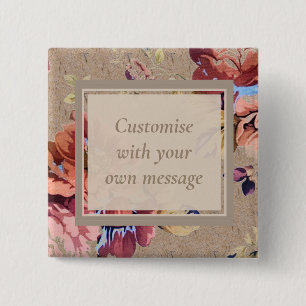 Badge Carré 5 Cm Texte vintage floral personnalisé