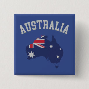 Badge Carré 5 Cm Texture Look Australie Drapeau Carte & Texte