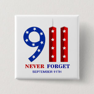Badge Carré 5 Cm Th des 9/11 septembre 11 - n'oubliez jamais -