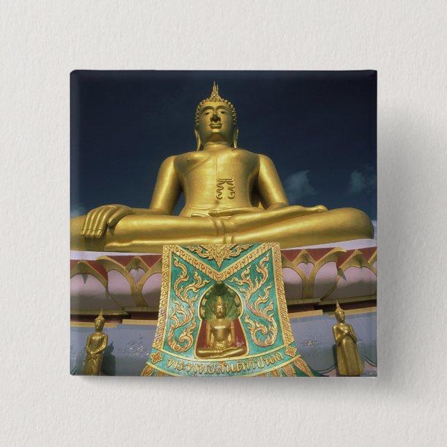 Badge Carré 5 Cm Thaïlande, île de Koh Samui. Grand Bouddha. (Devant)