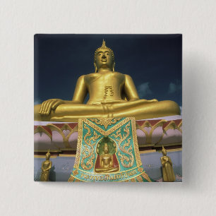 Badge Carré 5 Cm Thaïlande, île de Koh Samui. Grand Bouddha.