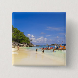 Badge Carré 5 Cm Thaïlande, mer d'Andaman. Passagers à terre à