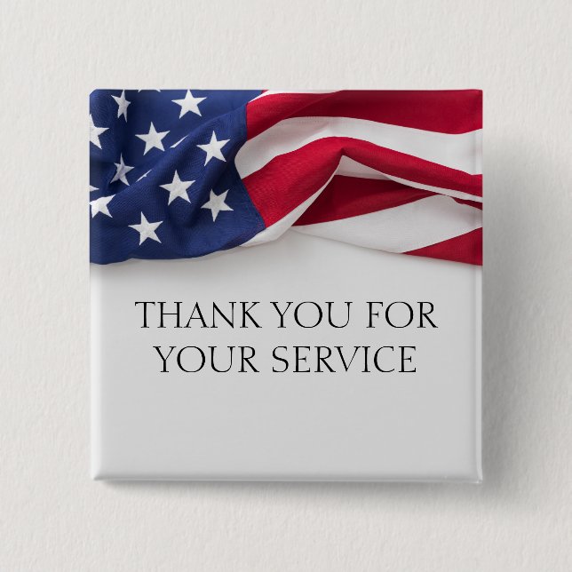 Badge Carré 5 Cm Thank You For Your Service American Flag  (Devant)