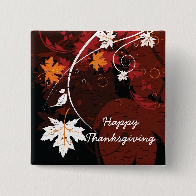 Badge Carré 5 Cm Thanksgiving automne feuilles érable produits pers (Devant)