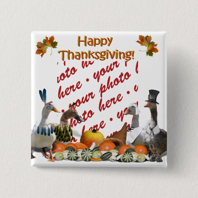 Badge Carré 5 Cm Thanksgiving Ducks (Devant)