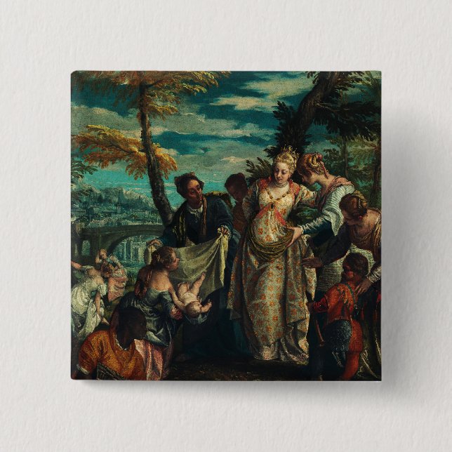 Badge Carré 5 Cm The Finding of Moses by Veronese Fine Art (Devant)