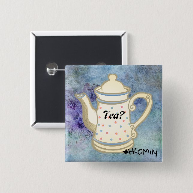 Badge Carré 5 Cm Thé? #FROMily De Fandom Liu Diner Design (Devant & derrière)