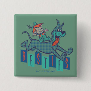 Badge Carré 5 Cm The Jetsons   Elroy & Astro Besties