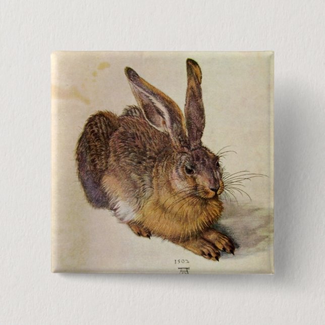 Badge Carré 5 Cm THE RABBIT ( Young Hare ) (Devant)