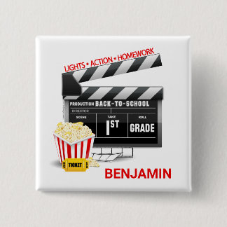 Badge Carré 5 Cm Thème de cinéma personnalisé Première 1ère année