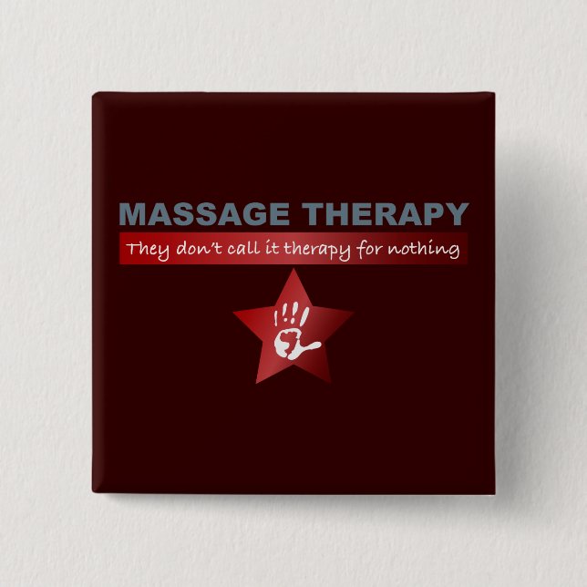 Badge Carré 5 Cm Thérapie de massage en rouge rubis (Devant)
