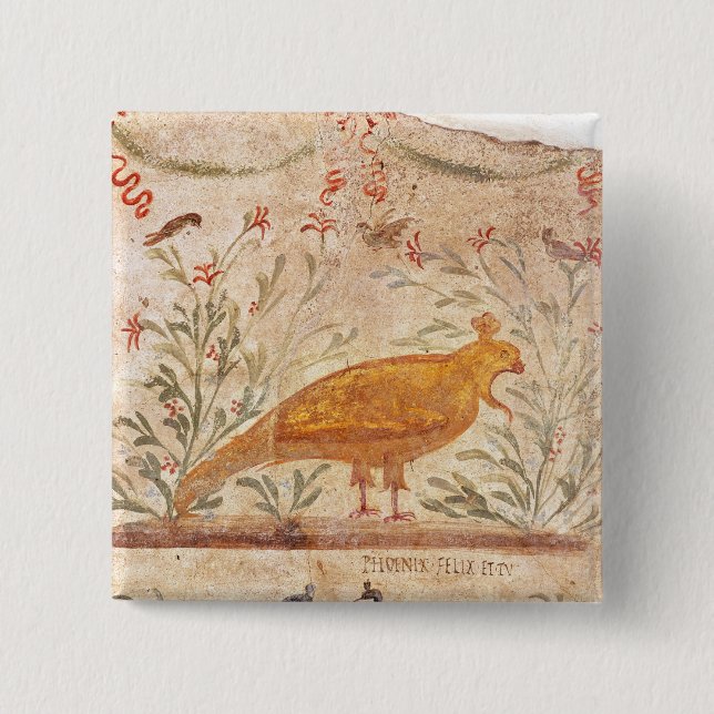 Badge Carré 5 Cm thermopolium dépeignant Phoenix et inscription (Devant)