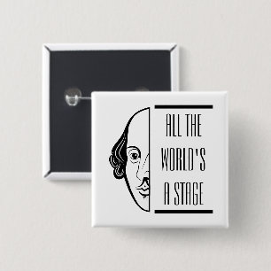Badge Carré 5 Cm Thespian Shakespeare Citer Toutes Les Scènes Du Mo