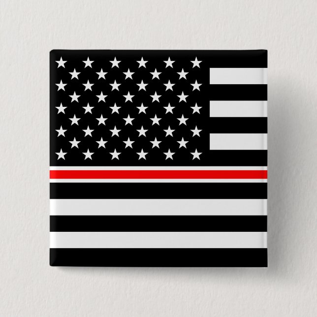 Badge Carré 5 Cm Thin Red Line Firefighters Heroes American Flag (Devant)