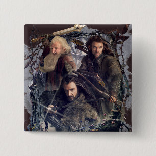 Badge Carré 5 Cm Thorin, Kili et Balin Graphique