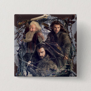 Badge Carré 5 Cm Thorin, Kili, et graphique de Balin