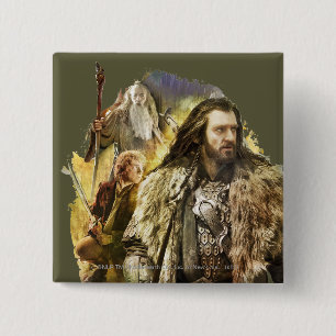 Badge Carré 5 Cm THORIN OAKENSHIELD™, BILBO BAGGINS™, Gandalf