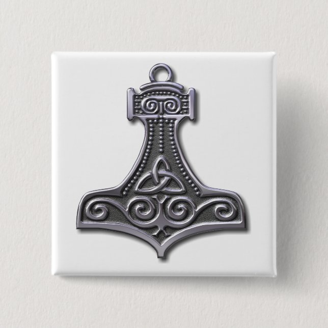 Badge Carré 5 Cm Thor's Hammer-silver (Devant)