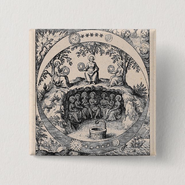 Badge Carré 5 Cm Three Sisters of Alchemy (Devant)