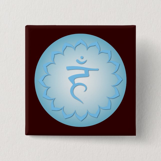 Badge Carré 5 Cm Throat Chakra - Bleu clair (Devant)