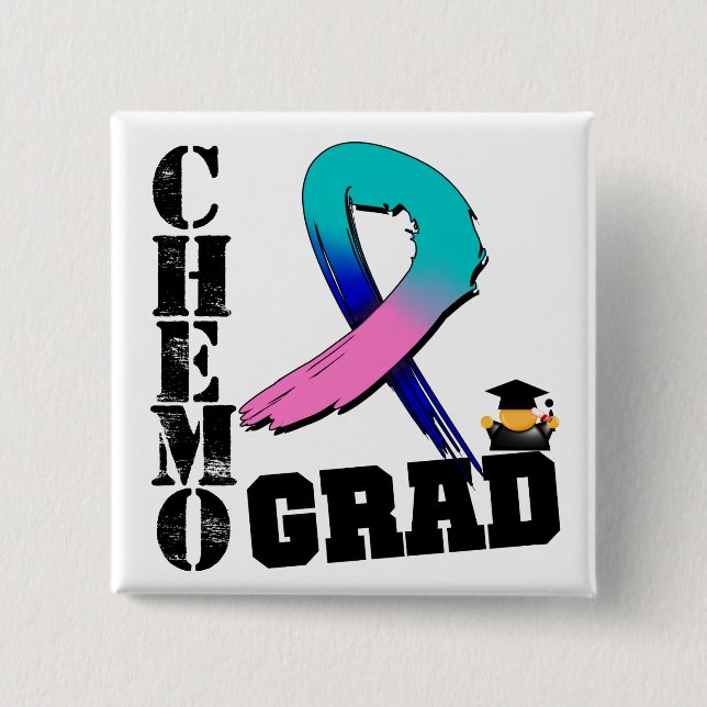 Badge Carré 5 Cm Thyroïde Cancer Chemo Grad (Devant)