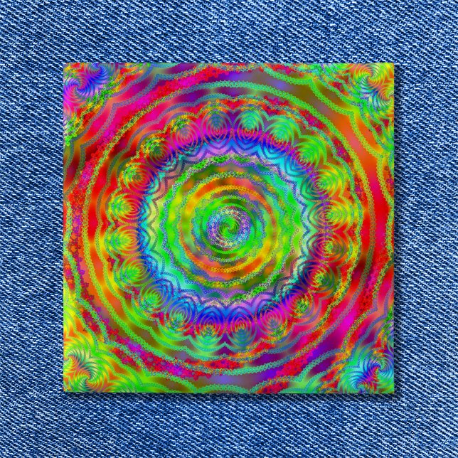 Badge Carré 5 Cm Tiedye cible (Tiedye Target Pinback Button)