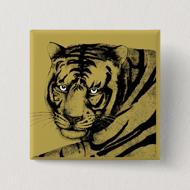 BADGE CARRÉ 5 CM TIGER (Devant)