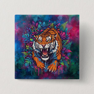 Badge Carré 5 Cm Tigre