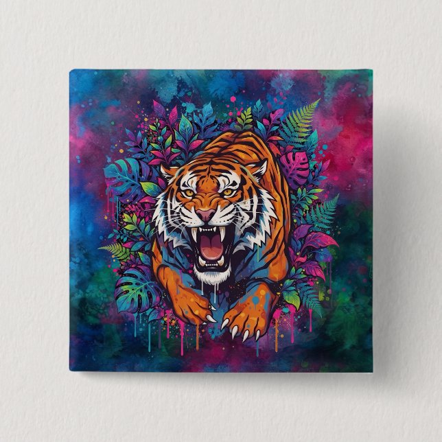 Badge Carré 5 Cm Tigre (Devant)