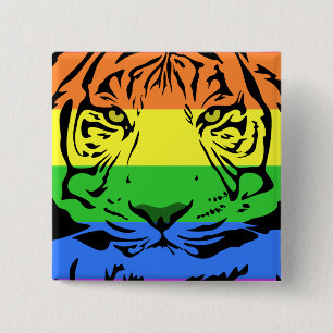 Badge Carré 5 Cm Tigre arc-en-ciel