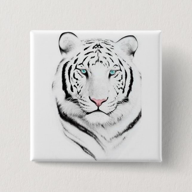 Badge Carré 5 Cm Tigre blanc sibérien (Devant)