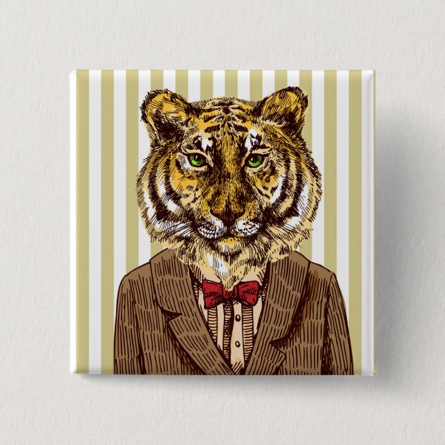 Badge Carré 5 Cm Tigre dans l'usage de soirée (Devant)