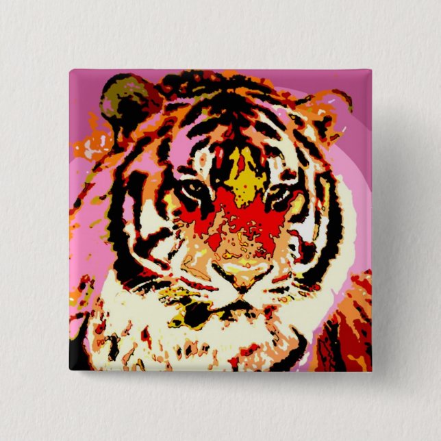 Badge Carré 5 Cm Tigre de Sibérie (Devant)
