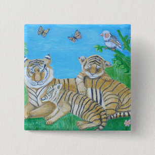 Badge Carré 5 Cm tigres