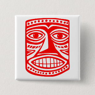 Badge Carré 5 Cm Tiki Toby - Rouge