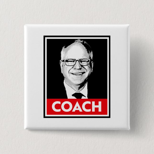 Badge Carré 5 Cm Tim Walz COACH (Devant)