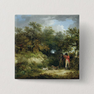 Badge Carré 5 Cm Tir de faisan (huile sur la toile) 3