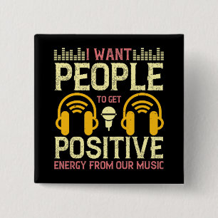 Badge Carré 5 Cm Tirez une énergie positive de notre musique