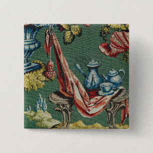 Badge Carré 5 Cm Tissu dépeignant un pot de chocolat et une théi