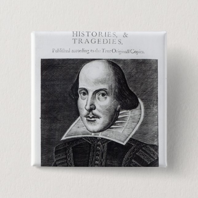 Badge Carré 5 Cm Titlepage, 'M. William Shakespeares (Devant)