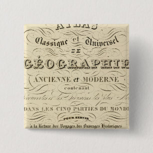 Badge Carré 5 Cm Titre Page Atlas géographie classique et universe