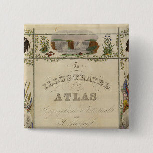 Badge Carré 5 Cm Titre Page Atlas illustré des États-Unis