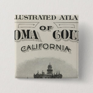 Badge Carré 5 Cm Titre Page Atlas Sonoma County, Californie
