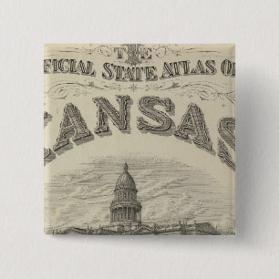 Badge Carré 5 Cm Titre Page Kansas Official State Atlas
