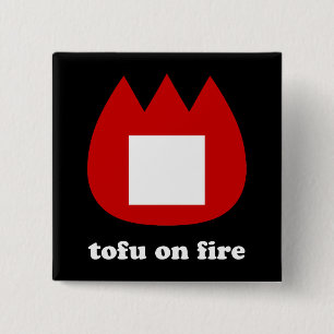 Badge Carré 5 Cm 📛 tofu en feu